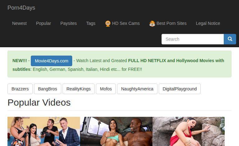 Porn4Days A Massive Collection of Free Porn Videos from Popular Sites pornrow